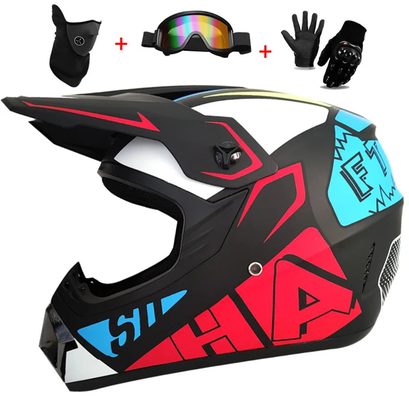 Kids Motocross Helmet Set with Goggles & Gloves wjl s by HitMyNeed