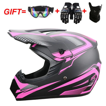 Kids Motocross Helmet Set with Goggles & Gloves zgd l by HitMyNeed