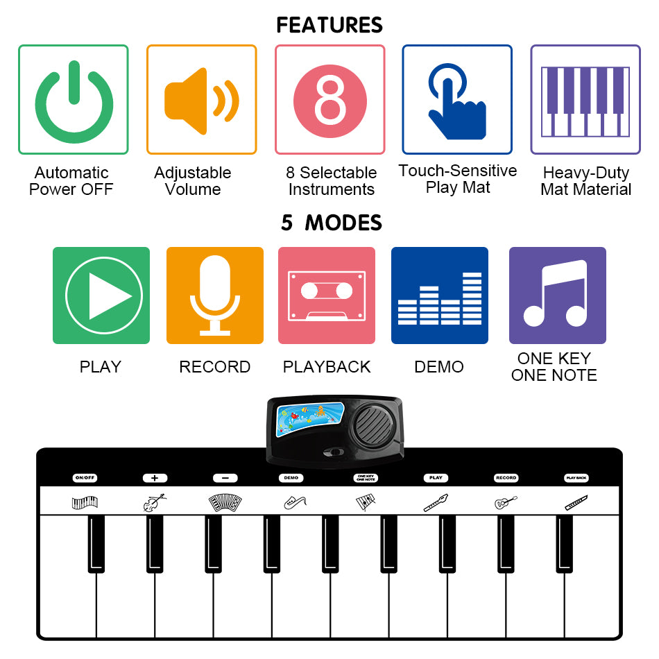 Kids Piano Mat Musical Floor Toy 110 x 36 cm by HitMyNeed