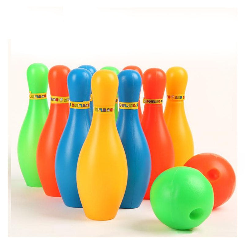 Kids Plastic Bowling Toy Set with 10 Pins & Ball by HitMyNeed