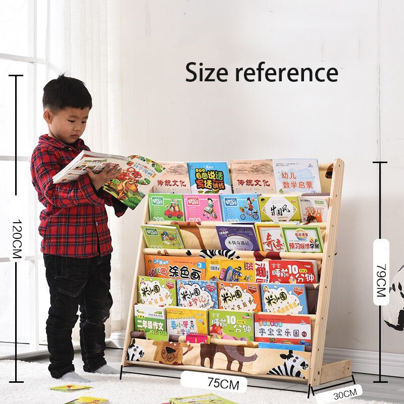 Kids Pocket Bookshelf with 6 Fabric Book Slots by HitMyNeed