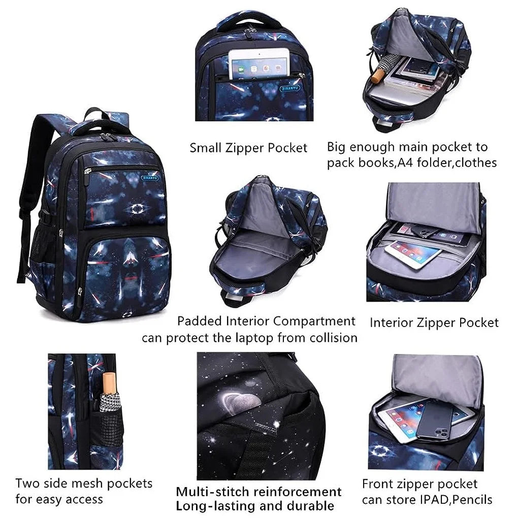 Kids Rolling School Backpack with 6-Wheel Trolley & Lunch Bag by HitMyNeed