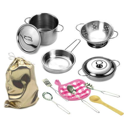 Kids Stainless Steel Pots and Pans Toy Set (12 Pcs) by HitMyNeed