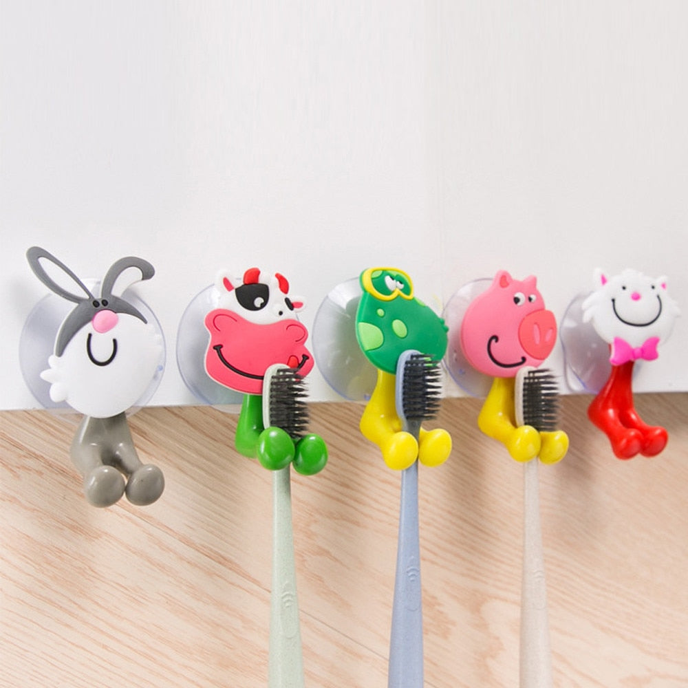 Kids Suction Cup Toothbrush Holder Hooks (Set of 5) by HitMyNeed