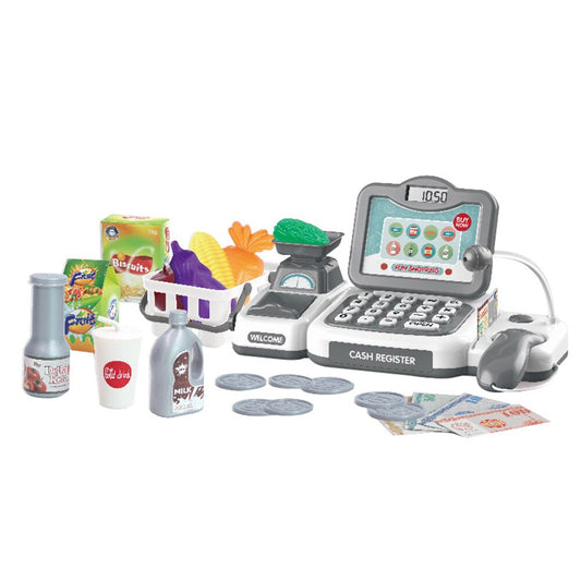 Kids Supermarket Cash Register Playset with Scanner grey by HitMyNeed