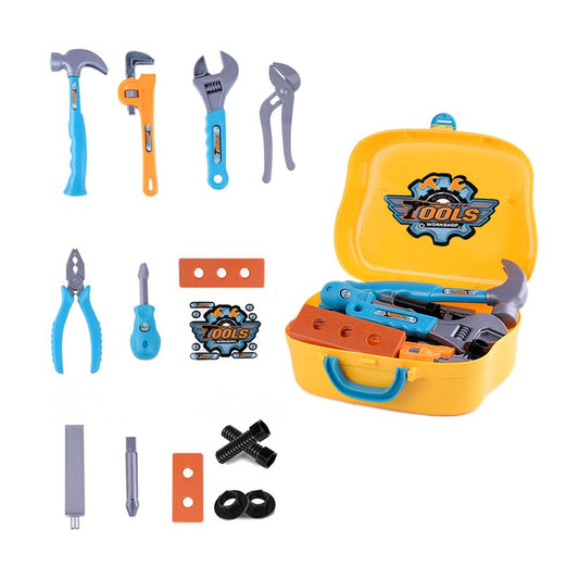 Kids Toy Toolbox Set with 14 Safe Plastic Tools by HitMyNeed
