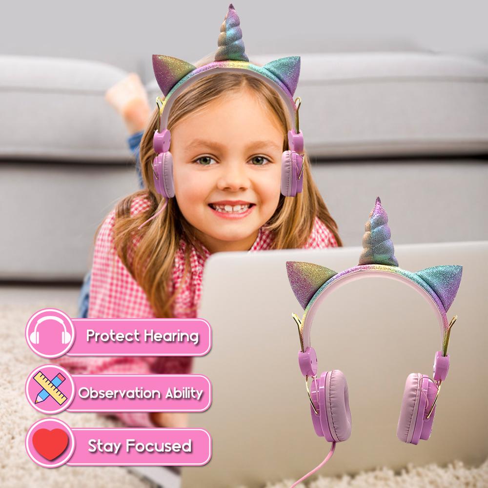 Kids Unicorn Headphones with 3.5mm Wired Connection by HitMyNeed
