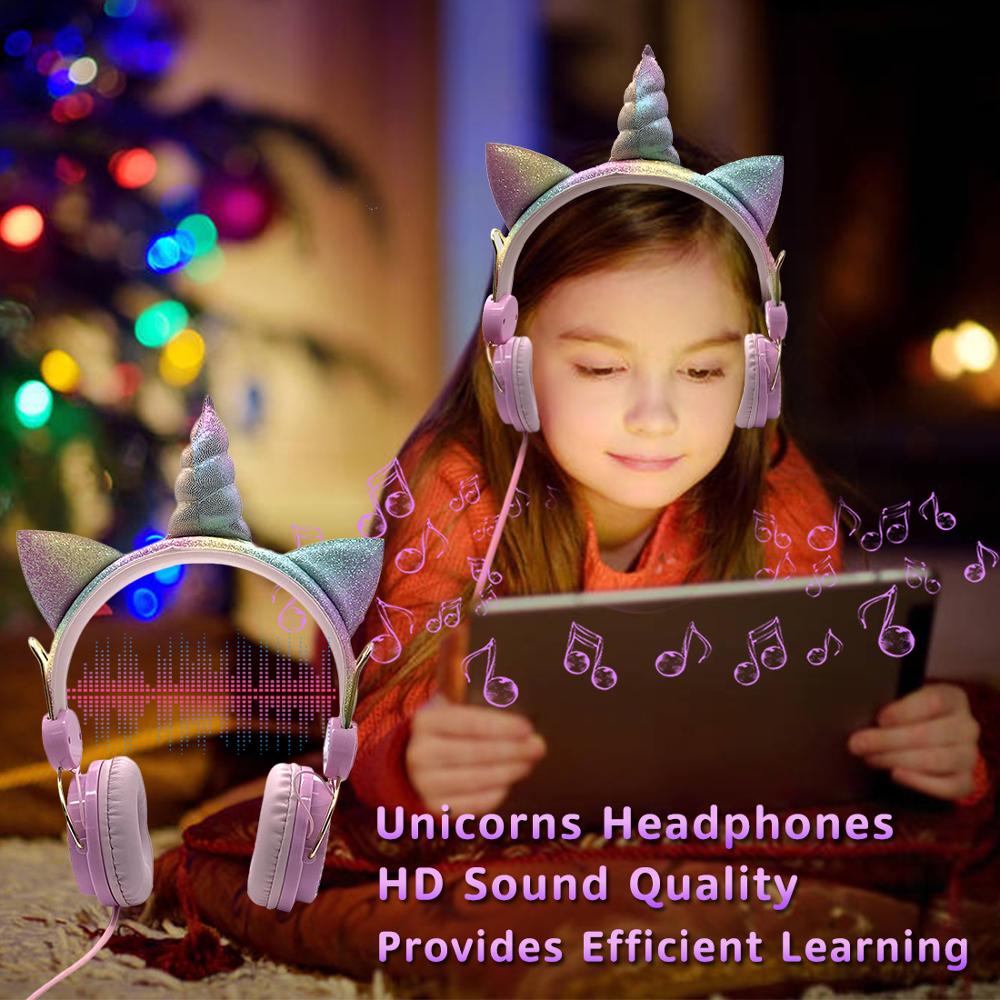 Kids Unicorn Headphones with 3.5mm Wired Connection by HitMyNeed