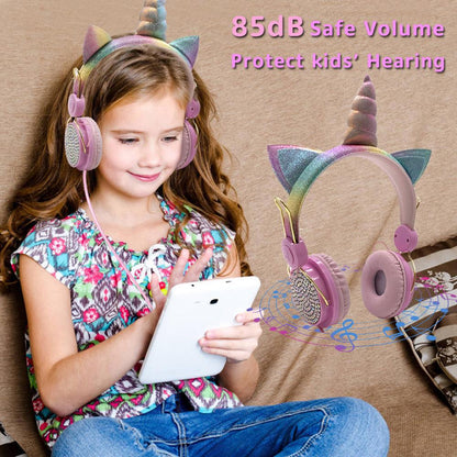 Kids Unicorn Headphones with 3.5mm Wired Connection by HitMyNeed
