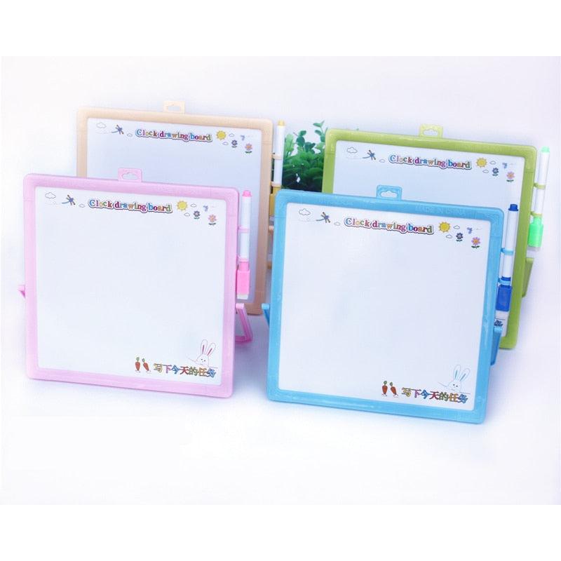 Kids Whiteboard with Magnetic Learning Clock 23 x 23cm by HitMyNeed