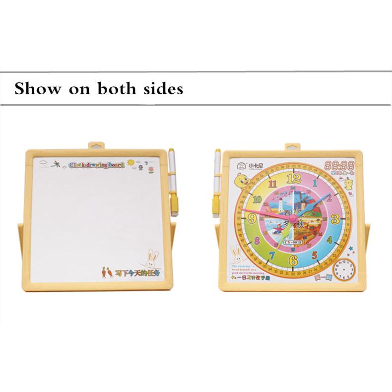 Kids Whiteboard with Magnetic Learning Clock 23 x 23cm by HitMyNeed
