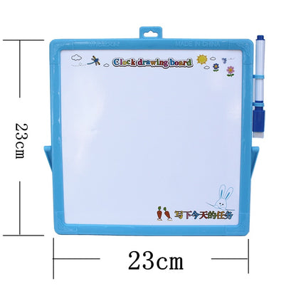 Kids Whiteboard with Magnetic Learning Clock 23 x 23cm by HitMyNeed