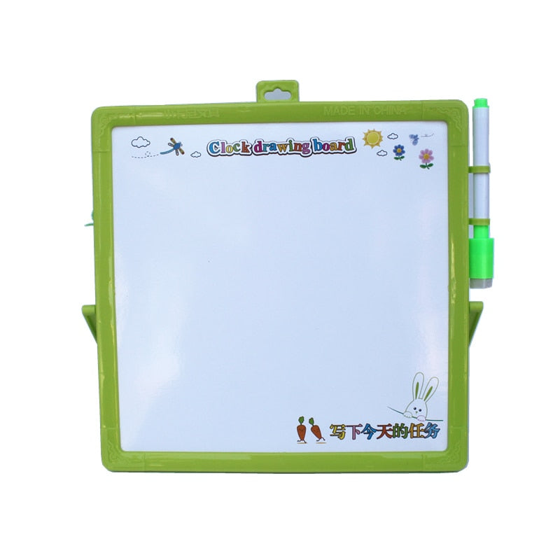 Kids Whiteboard with Magnetic Learning Clock 23 x 23cm by HitMyNeed