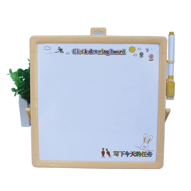 Kids Whiteboard with Magnetic Learning Clock 23 x 23cm by HitMyNeed