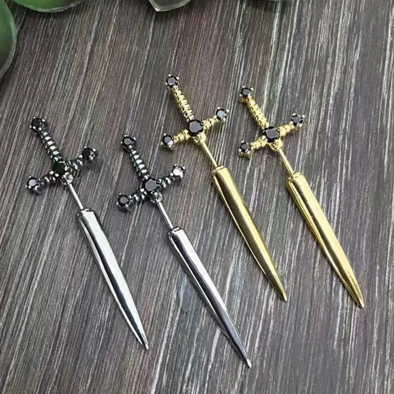 Kinitial Gothic Removable Sword Dagger Earrings by HitMyNeed