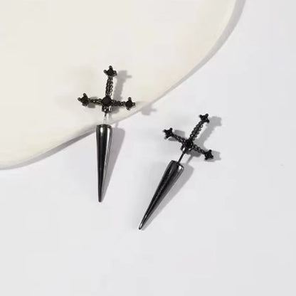 Kinitial Gothic Removable Sword Dagger Earrings black by HitMyNeed