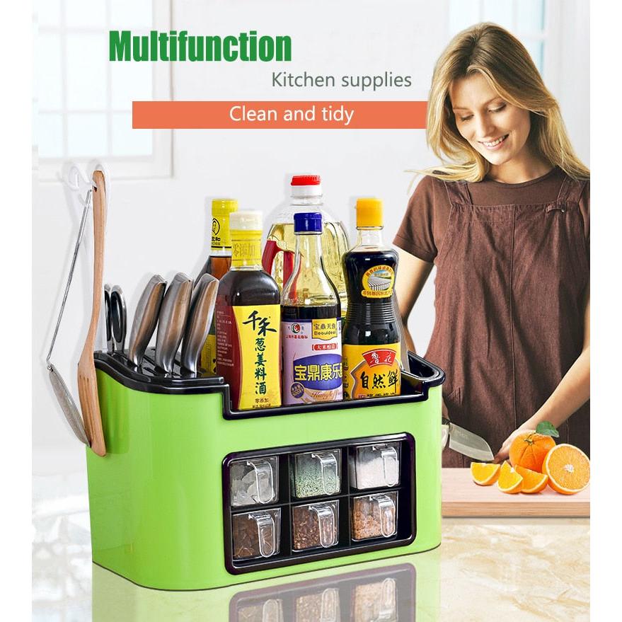Kitchen Cabinet Organizer with Utensil and Spice Rack by HitMyNeed