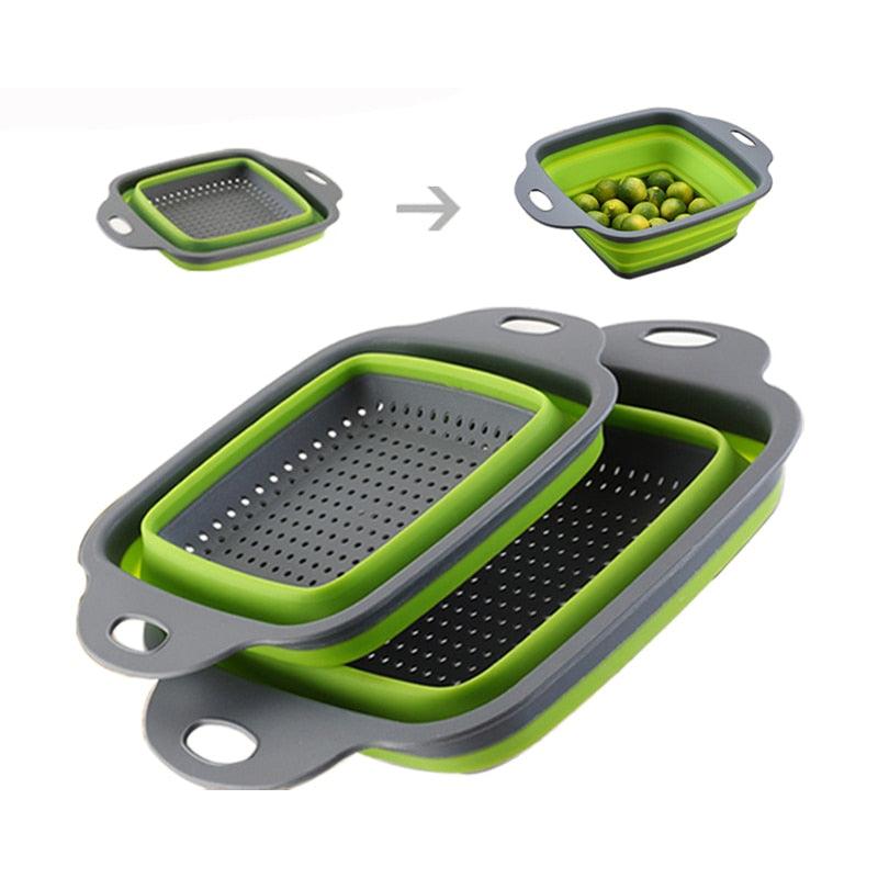 Kitchen Collapsible Colander Set, Space-Saving Silicone by HitMyNeed