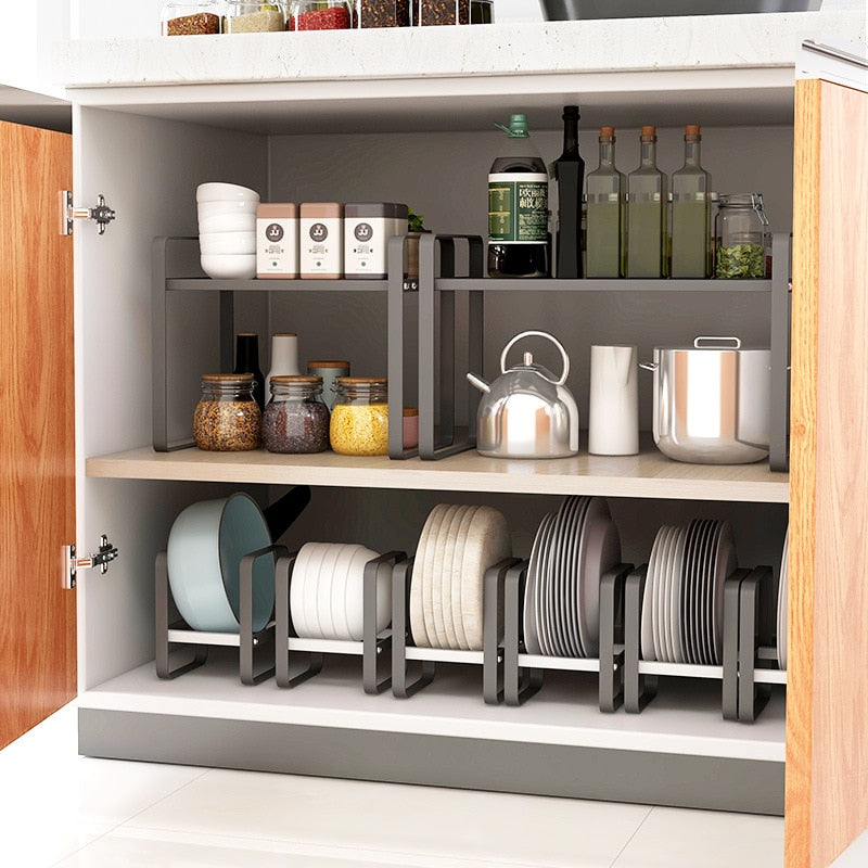 Kitchen Plate Organizer Rack for Cabinet Storage by HitMyNeed