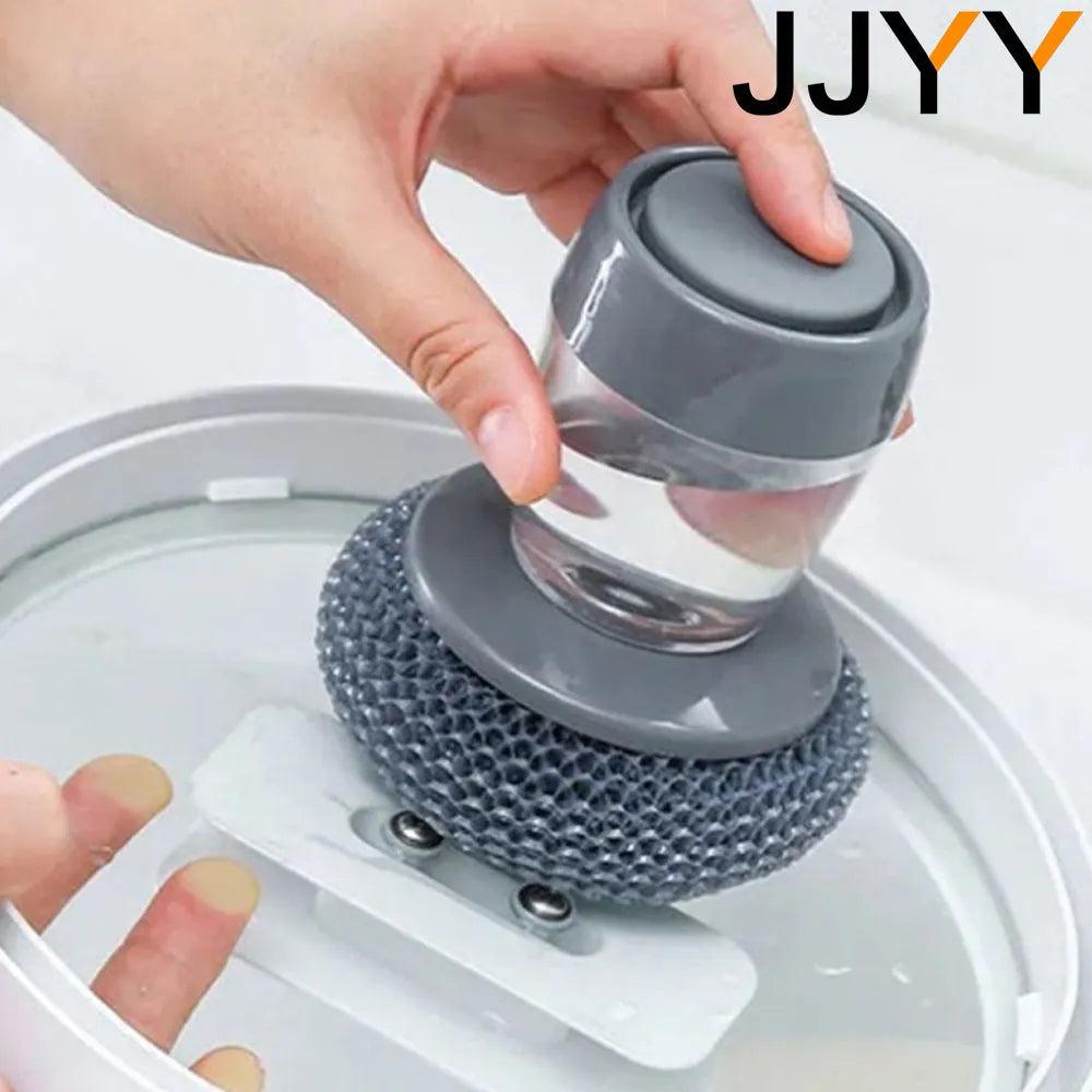 Kitchen Scrubber Brush with Built-In Soap Dispenser by HitMyNeed