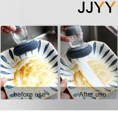 Kitchen Scrubber Brush with Built-In Soap Dispenser by HitMyNeed