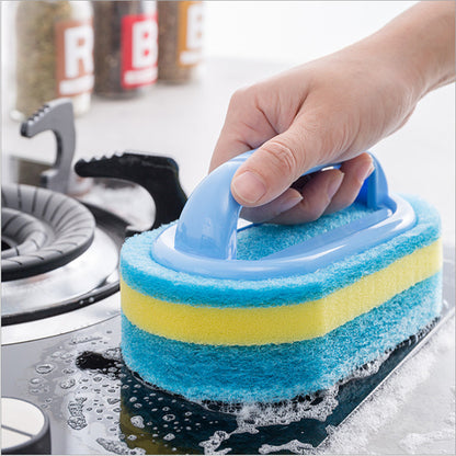 Kitchen Sponge Brush with Handle for Tile & Glass by HitMyNeed