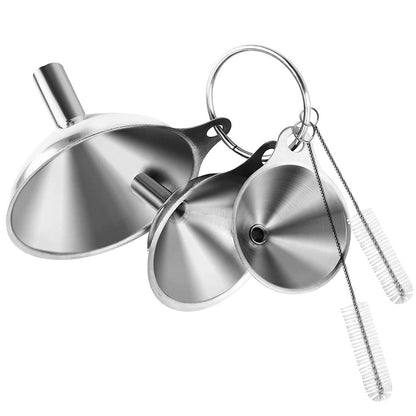 Kitchen Stainless Steel Funnel Set with Brushes (6pcs) by HitMyNeed