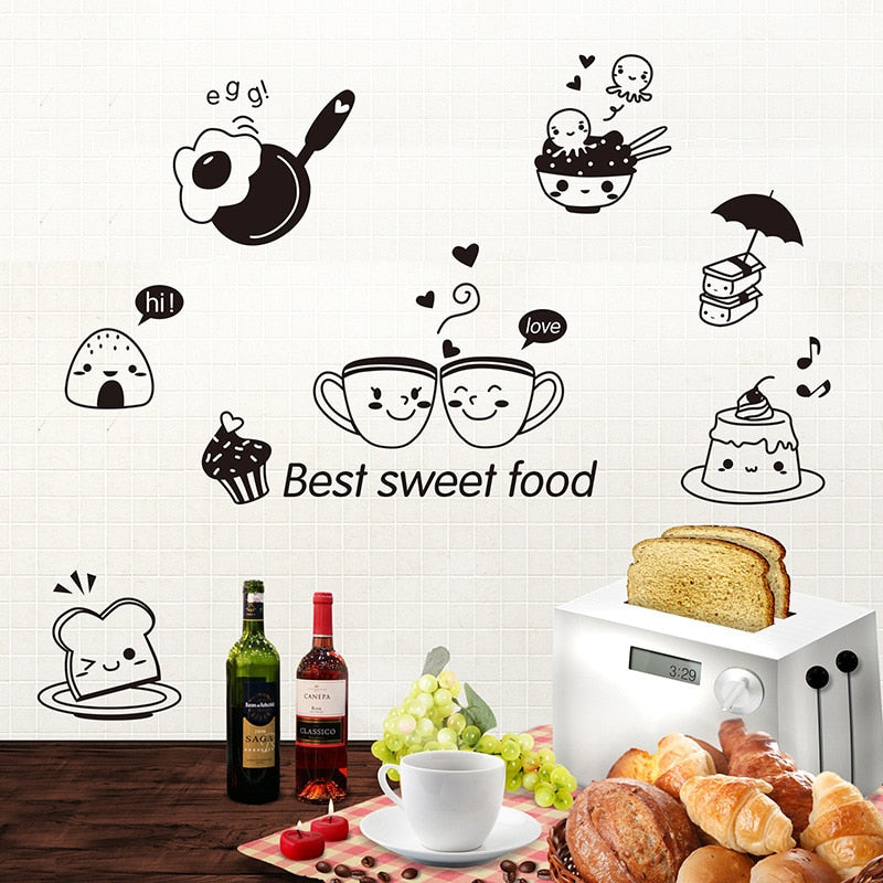 Kitchen Wall Art Food Stickers, Removable PVC Decals by HitMyNeed
