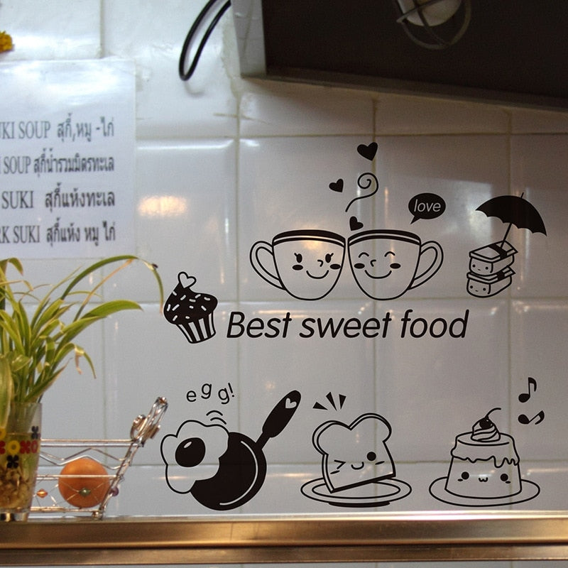 Kitchen Wall Art Food Stickers, Removable PVC Decals by HitMyNeed