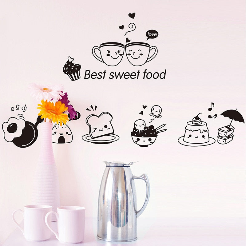 Kitchen Wall Art Food Stickers, Removable PVC Decals by HitMyNeed