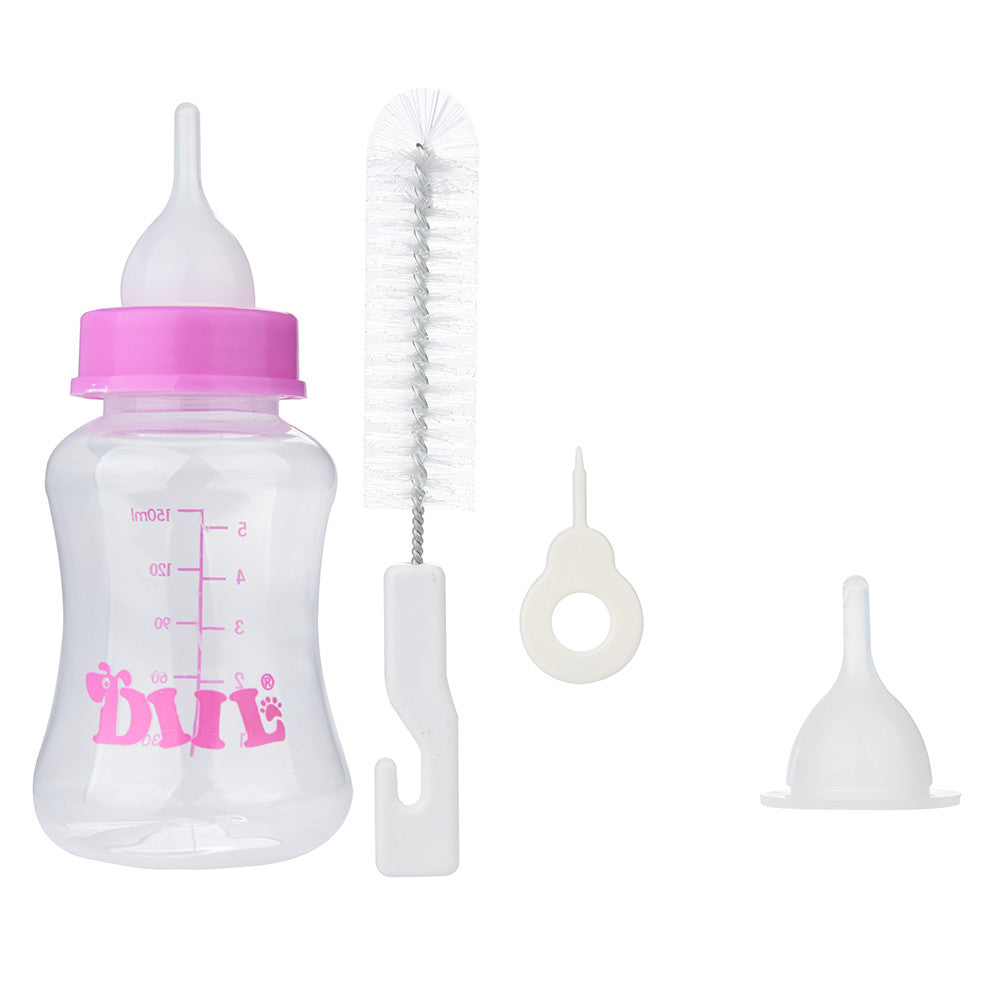 Kitten and Puppy Milk Feeding Bottle with Brush pink by HitMyNeed
