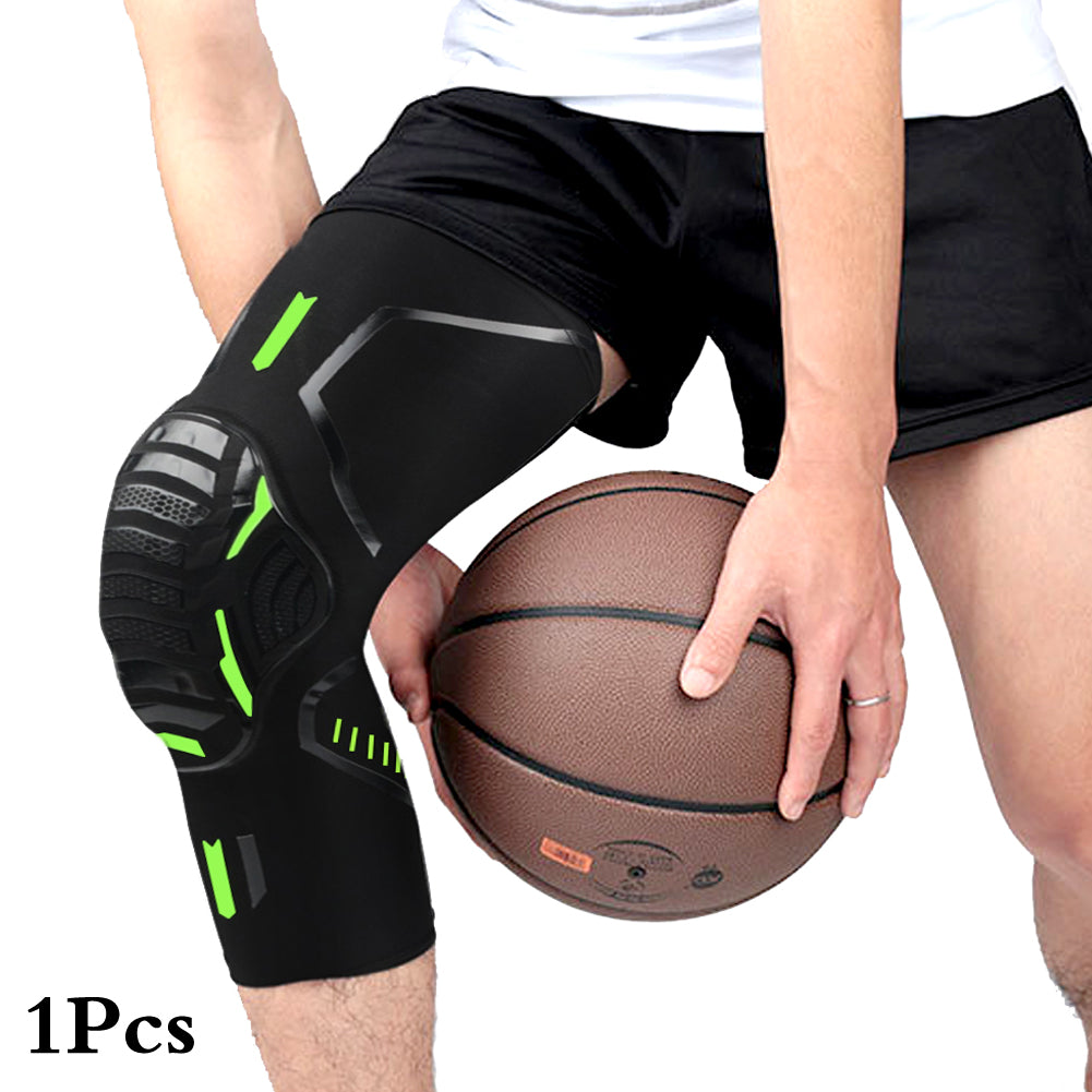 Knee Compression Brace with Shock-Absorbing Support 1pcs-black-green xl-weigh-67-5-82-5kg by HitMyNeed