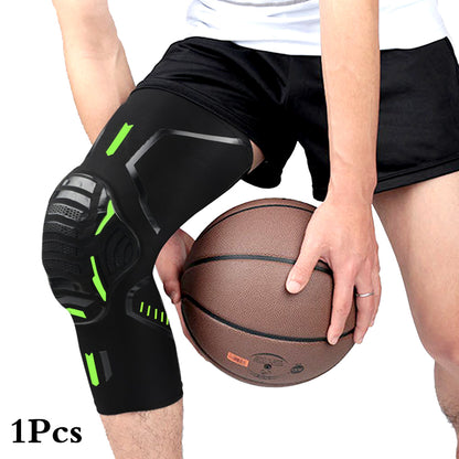 Knee Compression Brace with Shock-Absorbing Support 1pcs-black-green xl-weigh-67-5-82-5kg by HitMyNeed