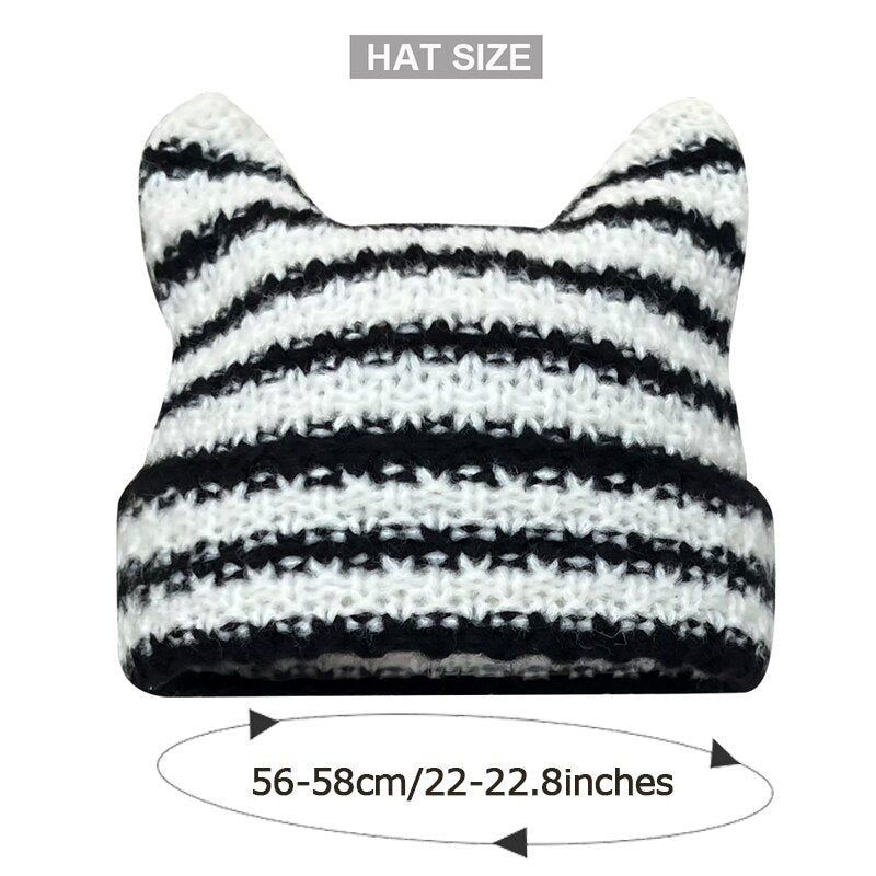 Knitted Acrylic Cat Beanie Hat for Adults by HitMyNeed