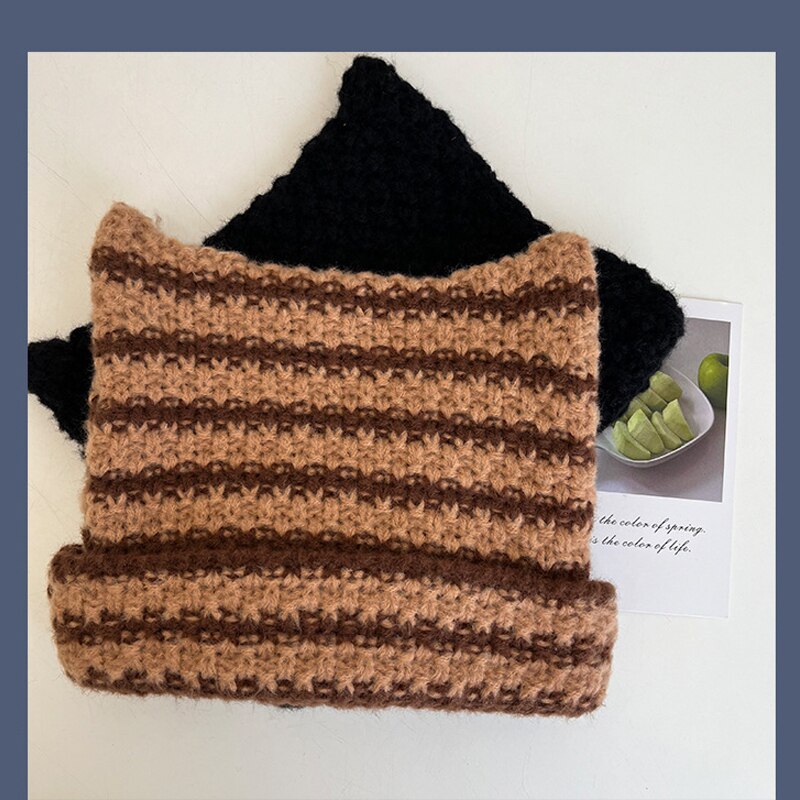 Knitted Acrylic Cat Beanie Hat for Adults by HitMyNeed