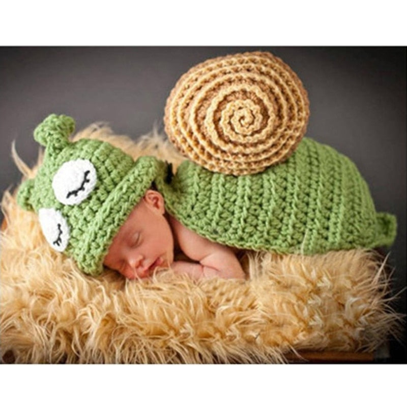 Knitted Unisex Baby Snail Costume (0-3 Months) by HitMyNeed