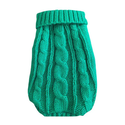 Knitted Winter Dog Sweater for Small & Medium Dogs green m-8-2-2-5kg by HitMyNeed