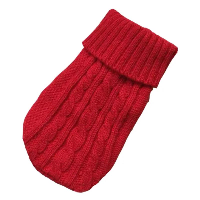 Knitted Winter Dog Sweater for Small & Medium Dogs red l-10-2-5-4kg by HitMyNeed