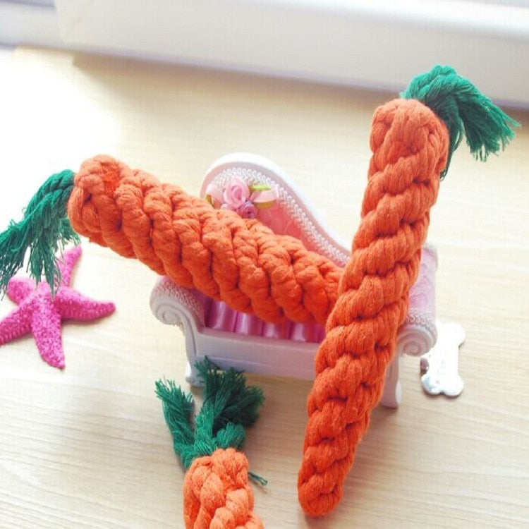 Knotted Carrot Rope Dog Chew Toy 24cm by HitMyNeed