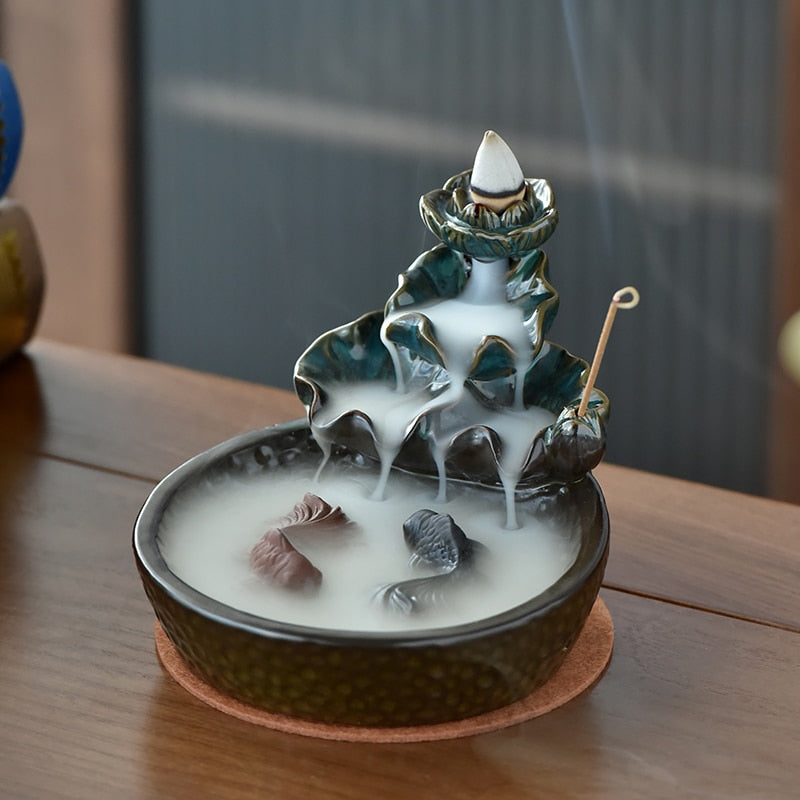 Koi Pond Waterfall Ceramic Incense Burner by HitMyNeed