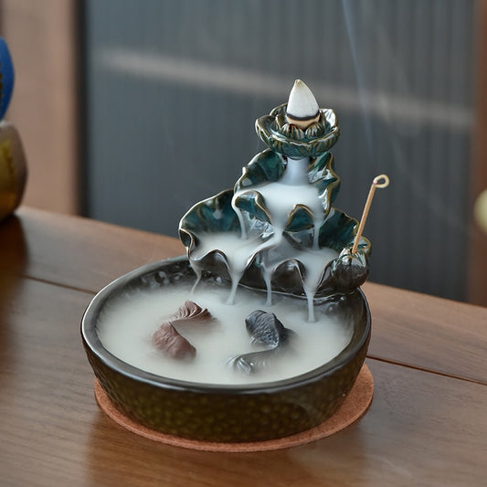 Koi Pond Waterfall Ceramic Incense Burner by HitMyNeed