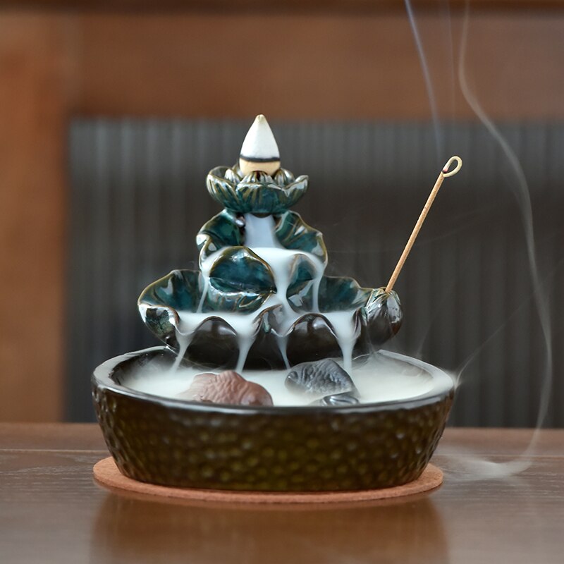 Koi Pond Waterfall Ceramic Incense Burner by HitMyNeed