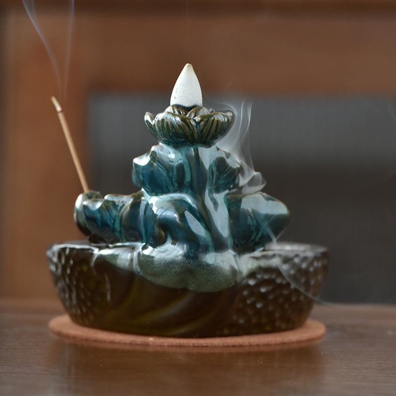 Koi Pond Waterfall Ceramic Incense Burner by HitMyNeed