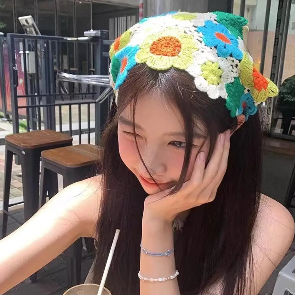 Korean Crochet Triangle Headband Hair Scarf by HitMyNeed