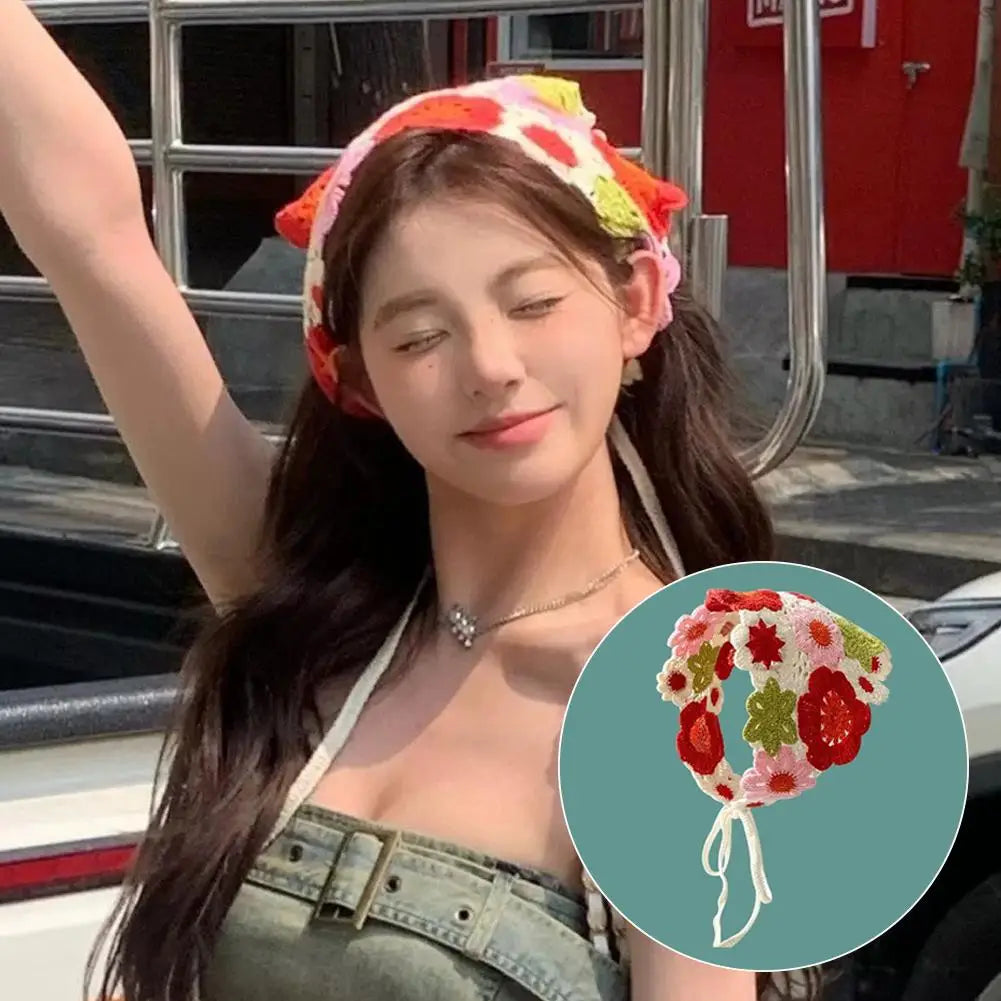 Korean Crochet Triangle Headband Hair Scarf by HitMyNeed