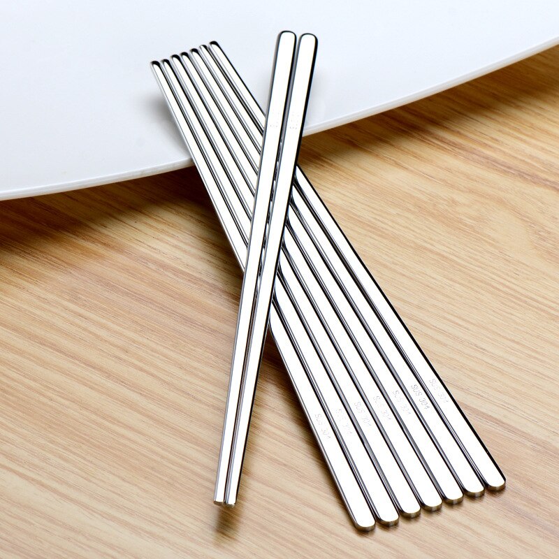 Korean Flat Stainless Steel Chopsticks 23cm by HitMyNeed