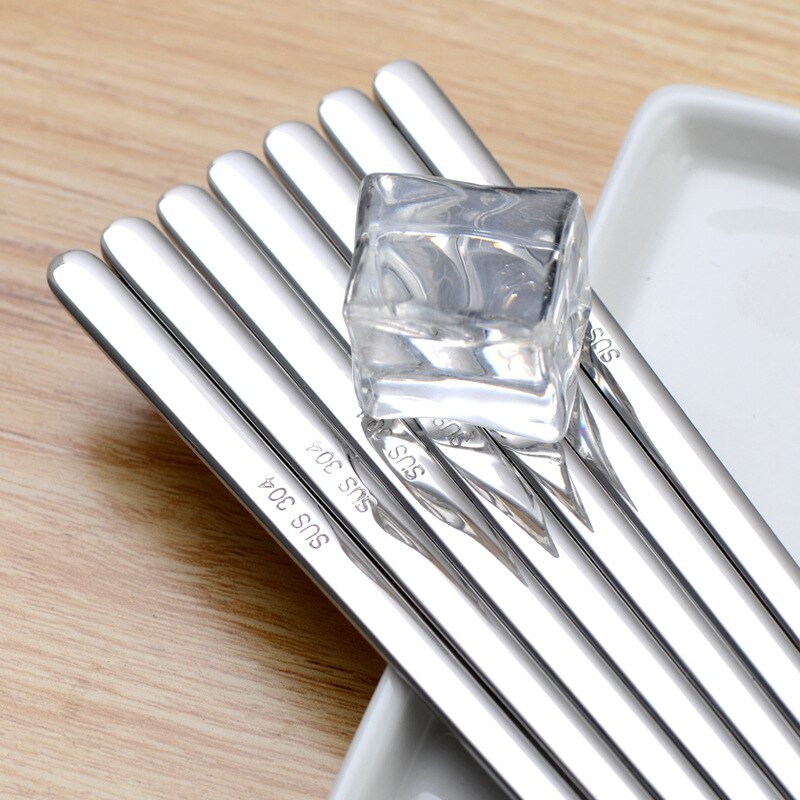 Korean Flat Stainless Steel Chopsticks 23cm by HitMyNeed