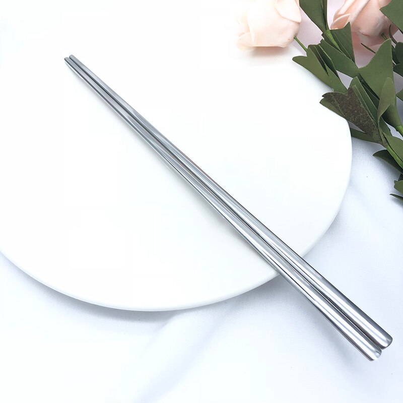 Korean Flat Stainless Steel Chopsticks 23cm by HitMyNeed