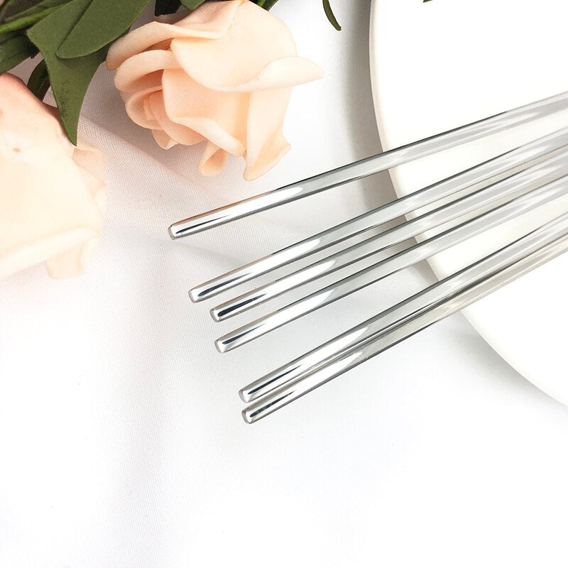 Korean Flat Stainless Steel Chopsticks 23cm by HitMyNeed
