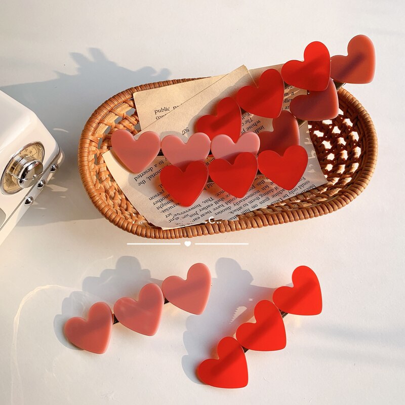 Korean Style Heart Shaped Hair Clips, 2-Pack by HitMyNeed